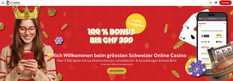 MyCasino – Online Casino in der Schweiz mit Lizenz und Boni ohne Einzahlung