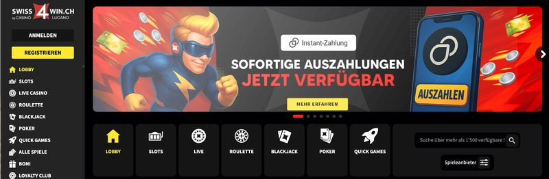 Swiss4Win – Schweizer Online Casino mit Konzession und Sofortauszahlungen